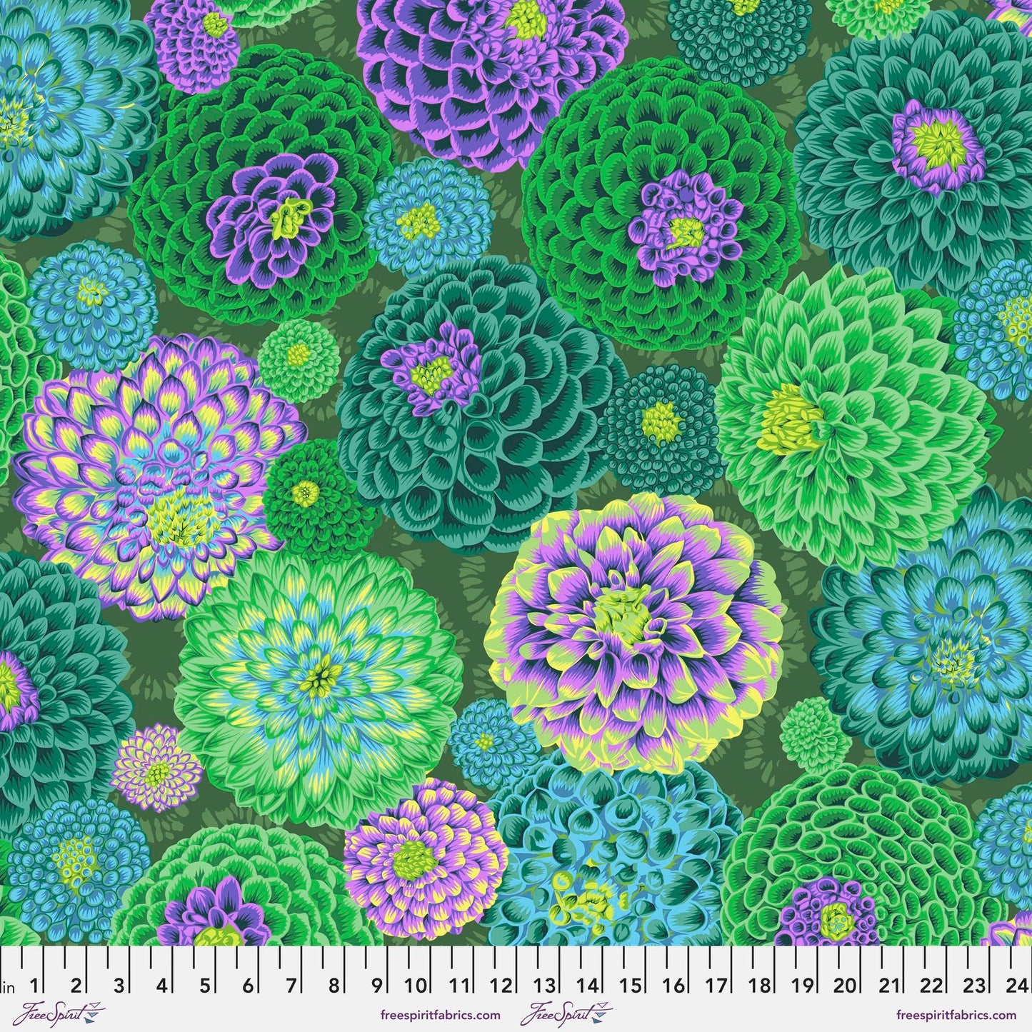 Flora Green August 2022 Philip Jacobs Kaffe Fassett Collective 100% Quilters Cotton Fabric Fetish