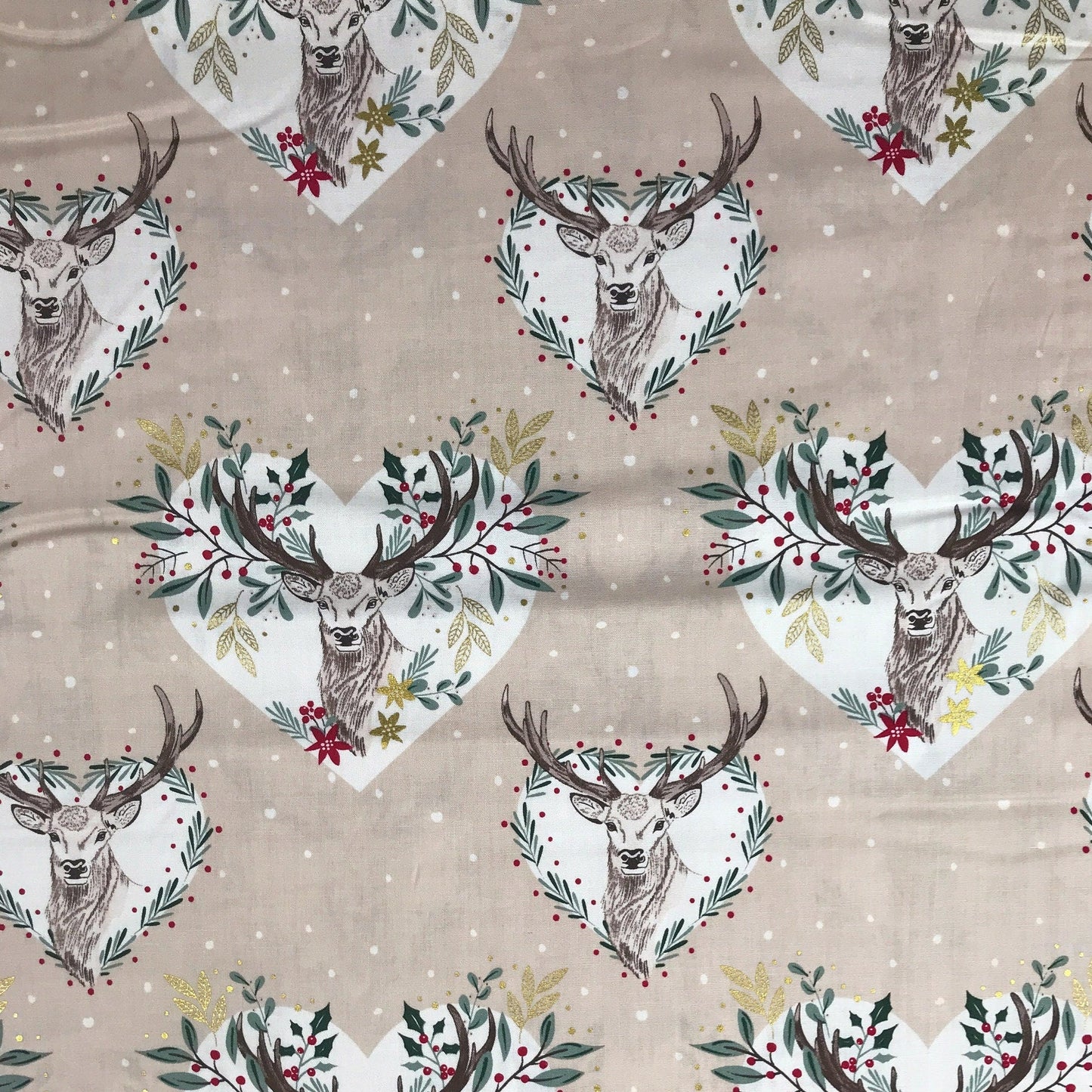 Stag METALLIC Gold Foraging in the Forest Victoria Louise The Craft Cotton Co Quilters Cotton Fabric Fetish
