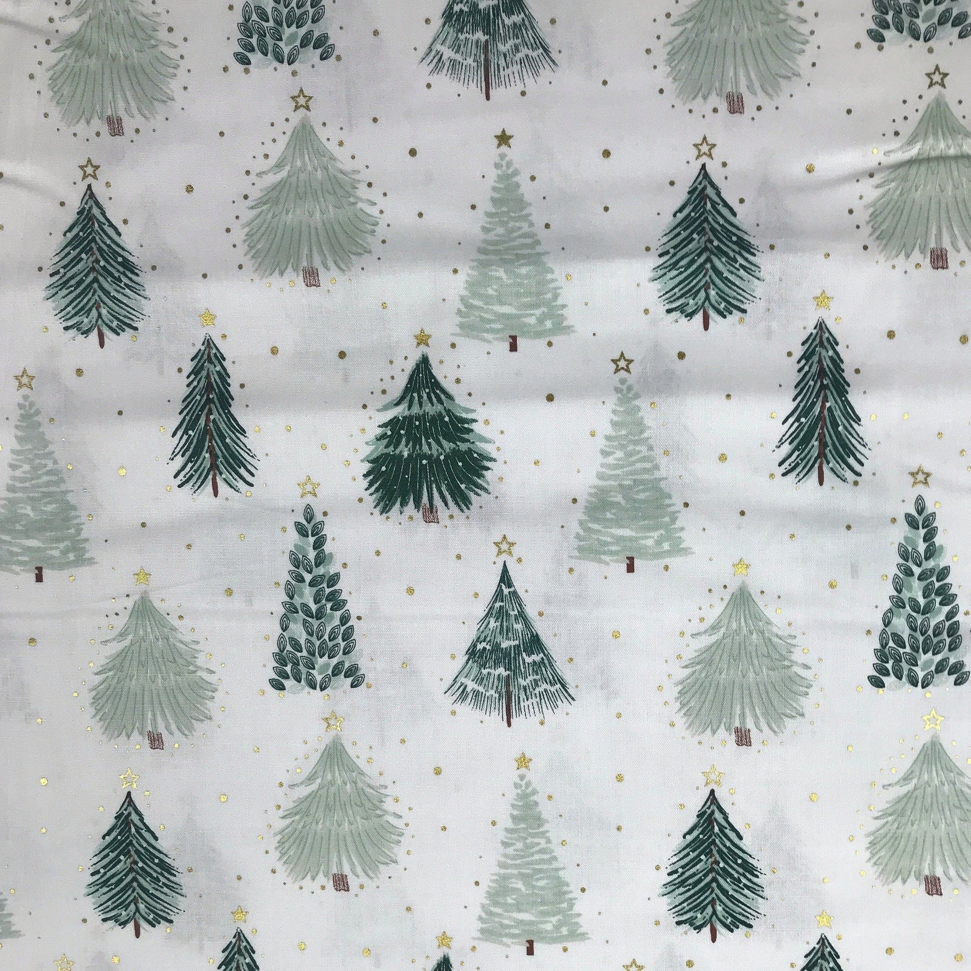 Woodland Trees METALLIC Gold Foraging in the Forest Victoria Louise The Craft Cotton Co Quilters Cotton Fabric Fetish