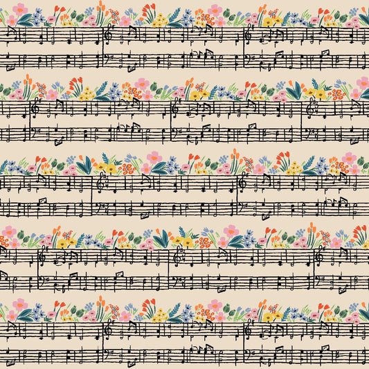 Music Notes Cream Bramble Anna Bond Rifle Paper Co Cotton + Steel 100% Quilters Cotton Fabric Fetish