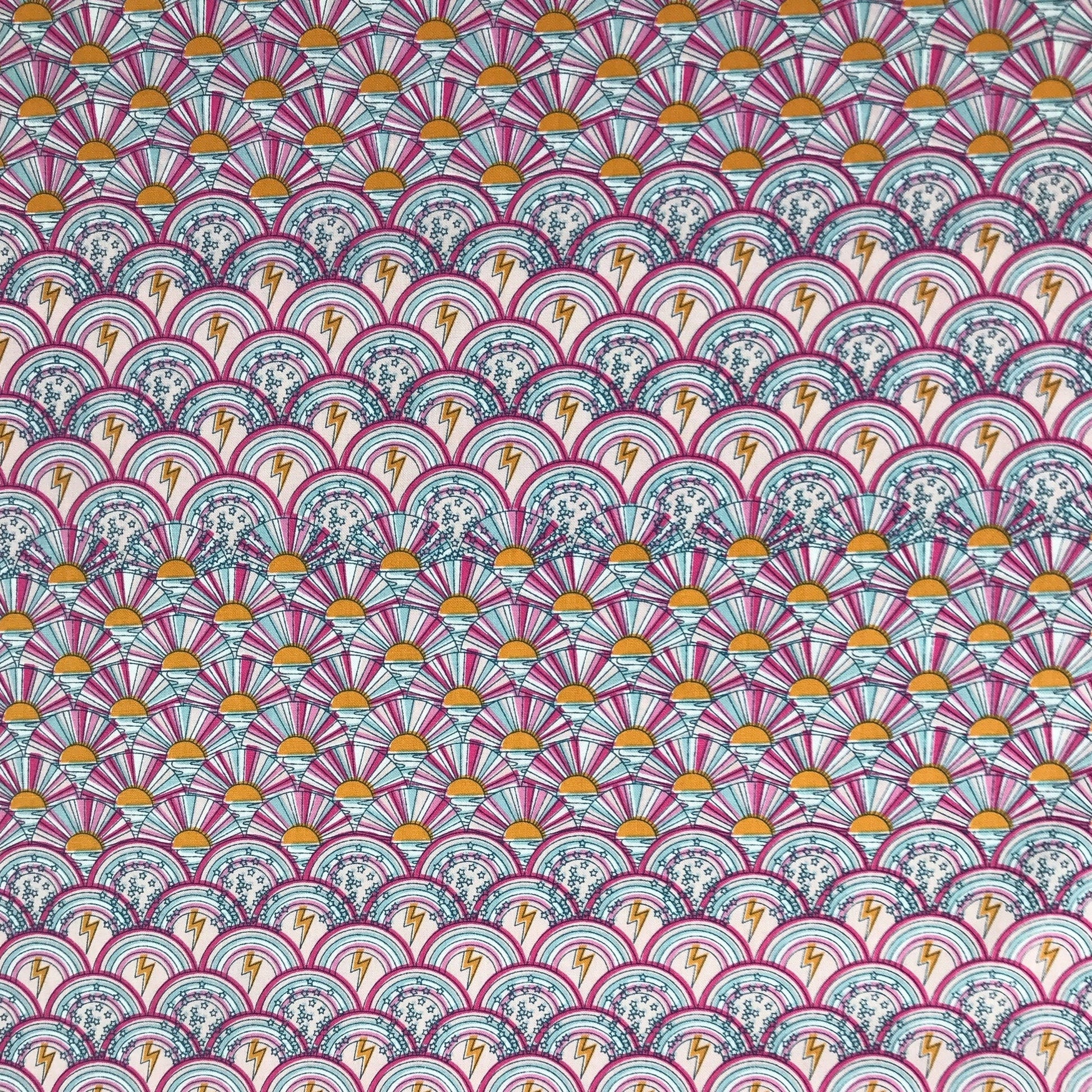 Sunshine & Rainbow Pink Multi Dreamscape Josephine Kimberling Figo Fabrics 100% Quilters Cotton Fabric Fetish