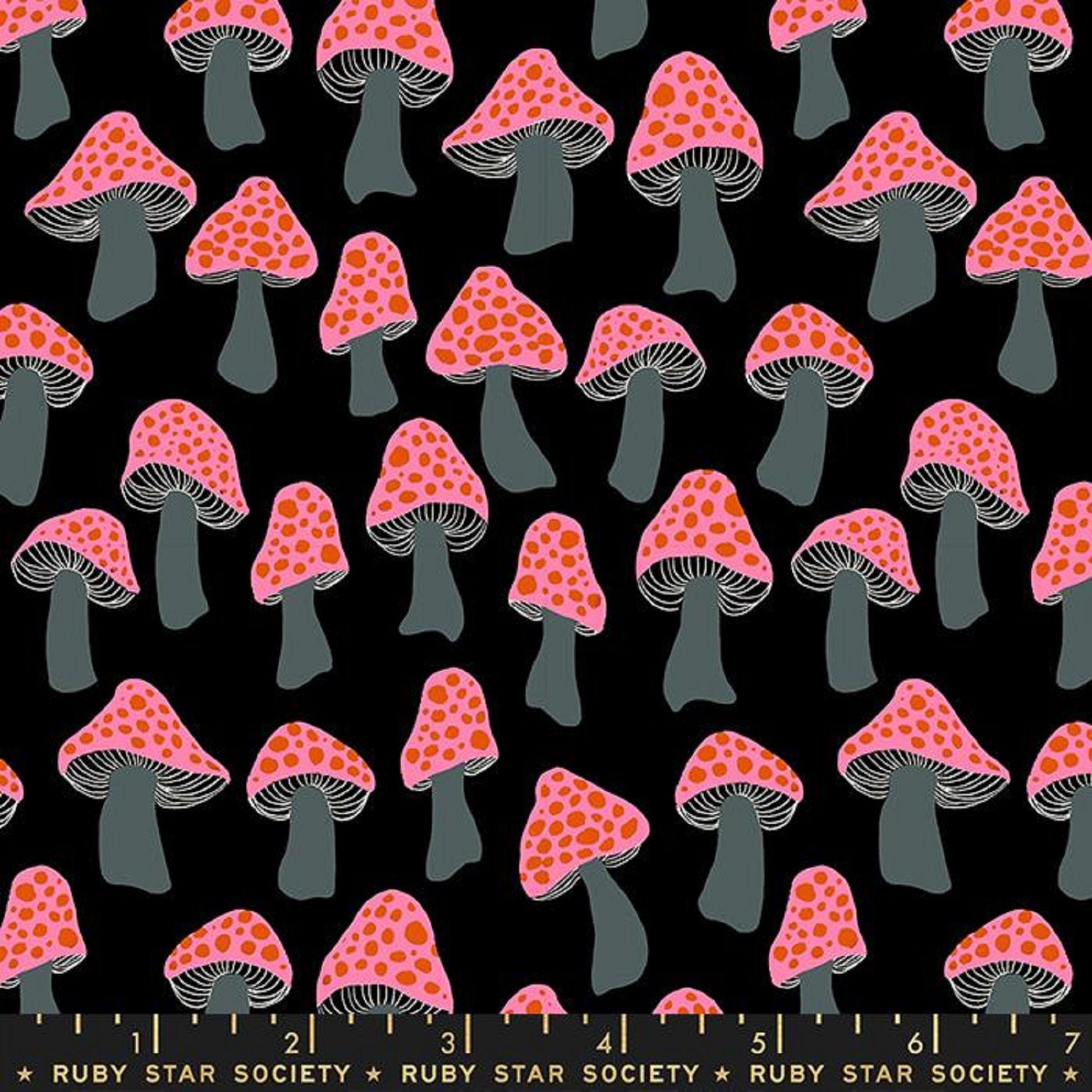 Mushrooms Black Firefly Sarah Watts Ruby Star Society Moda 100% Cotton Quilting Fabric Yardage Fabric Fetish