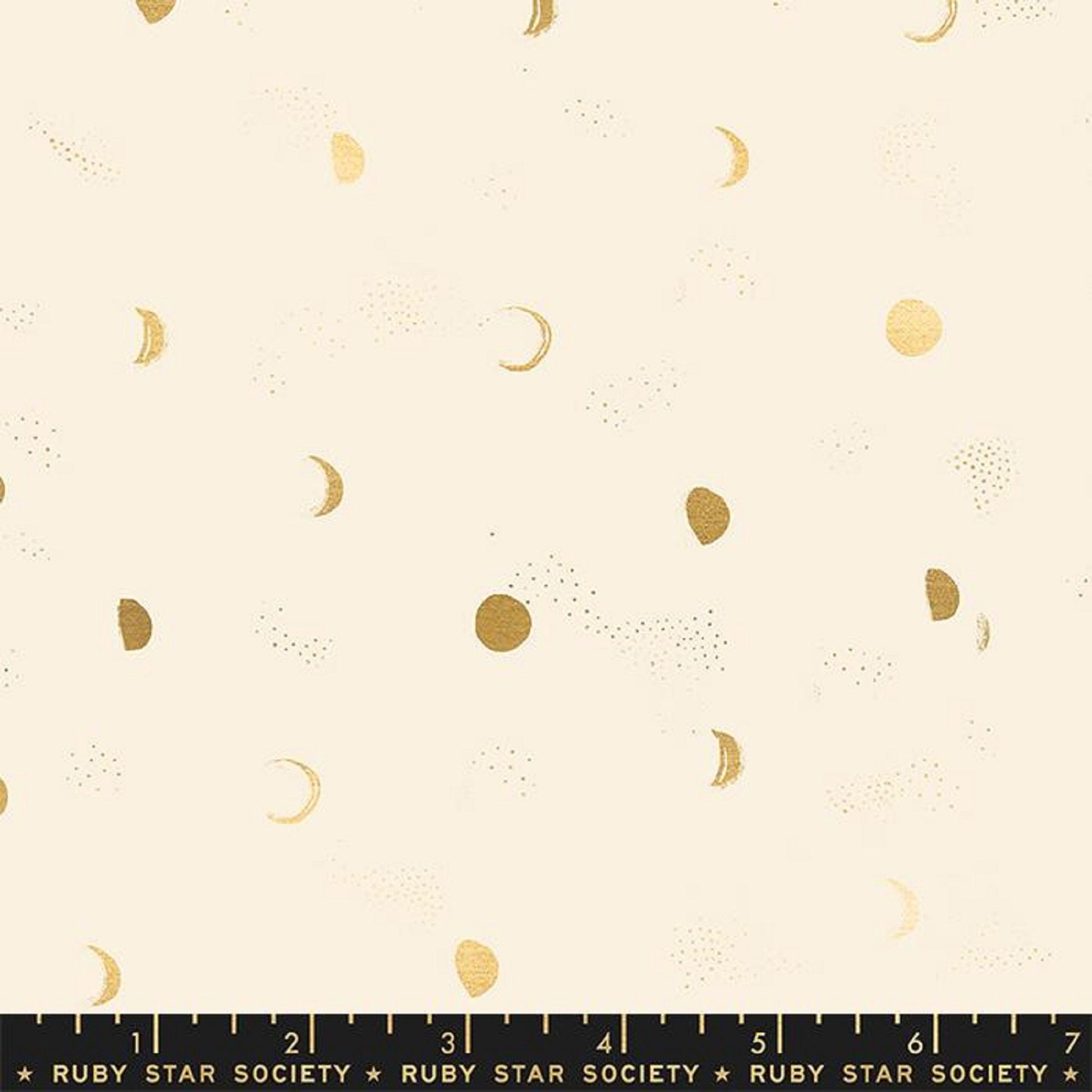 Moon Phase Buttercream METALLIC Gold Firefly Sarah Watts Ruby Star Society Moda 100% Cotton Quilting Fabric Yardage Fabric Fetish