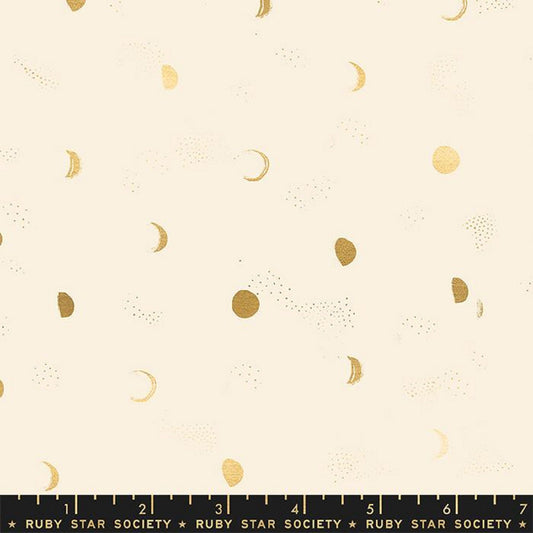 Moon Phase Buttercream METALLIC Gold Firefly Sarah Watts Ruby Star Society Moda 100% Cotton Quilting Fabric Yardage Fabric Fetish