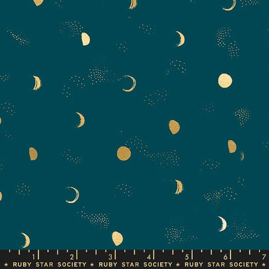 Moon Phase Galaxy METALLIC Gold Firefly Sarah Watts Ruby Star Society Moda 100% Cotton Quilting Fabric Yardage Fabric Fetish