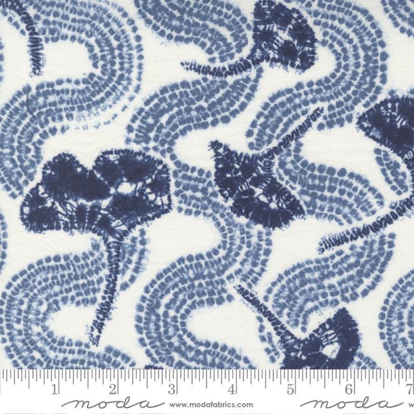 Ginko Leaf Shibori Pacific Blue Kawa Debbie Maddy Moda 100% Quilters Cotton Fabric Fetish