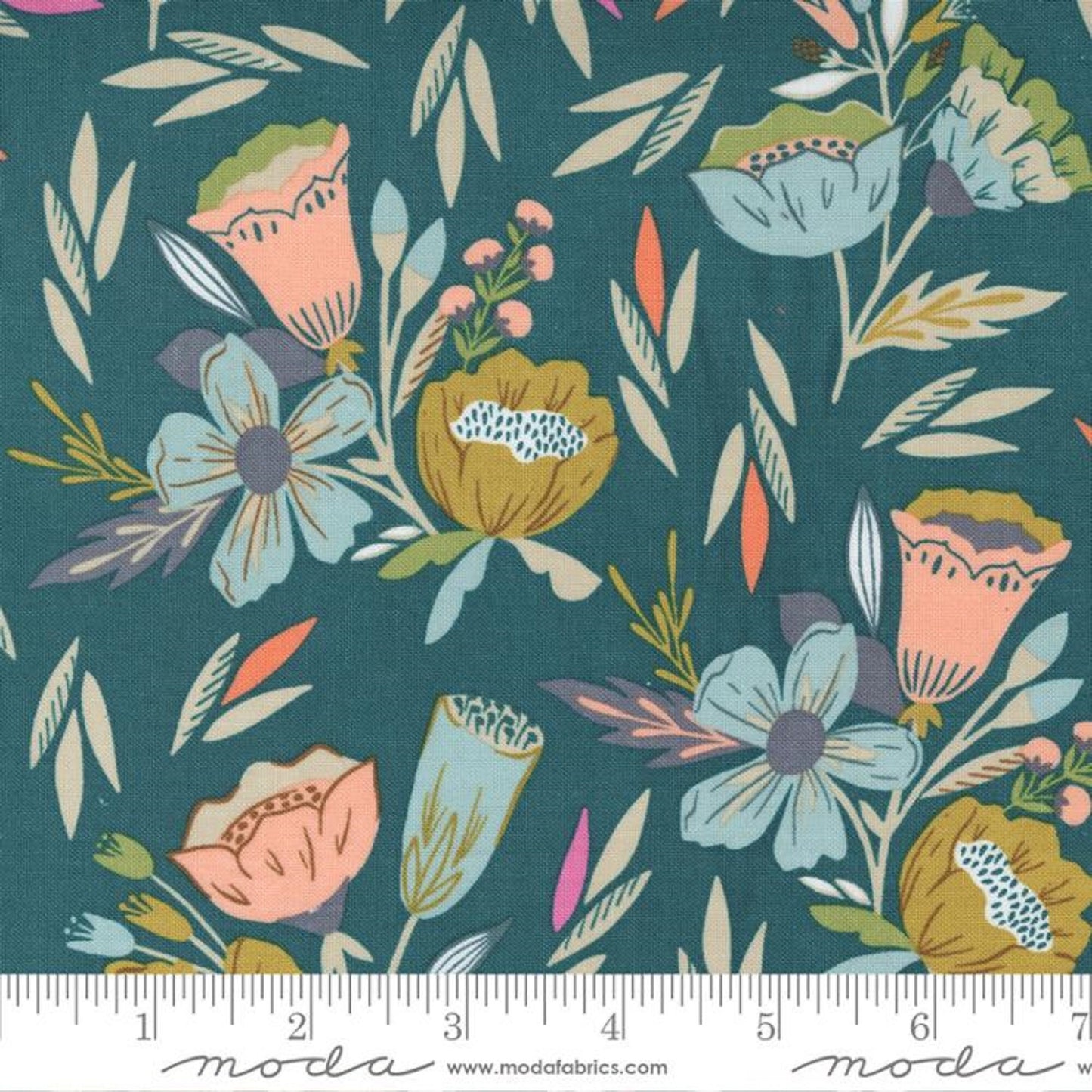 Overjoyed Dark Teal Songbook A New Page Fancy That Design House Moda Quilters Cotton Fabric Fetish