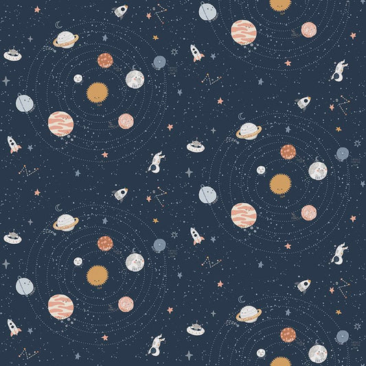 Constellation Phantom To the Moon House Designer Dear Stella Fabric Quilters Cotton Fabric Fetish