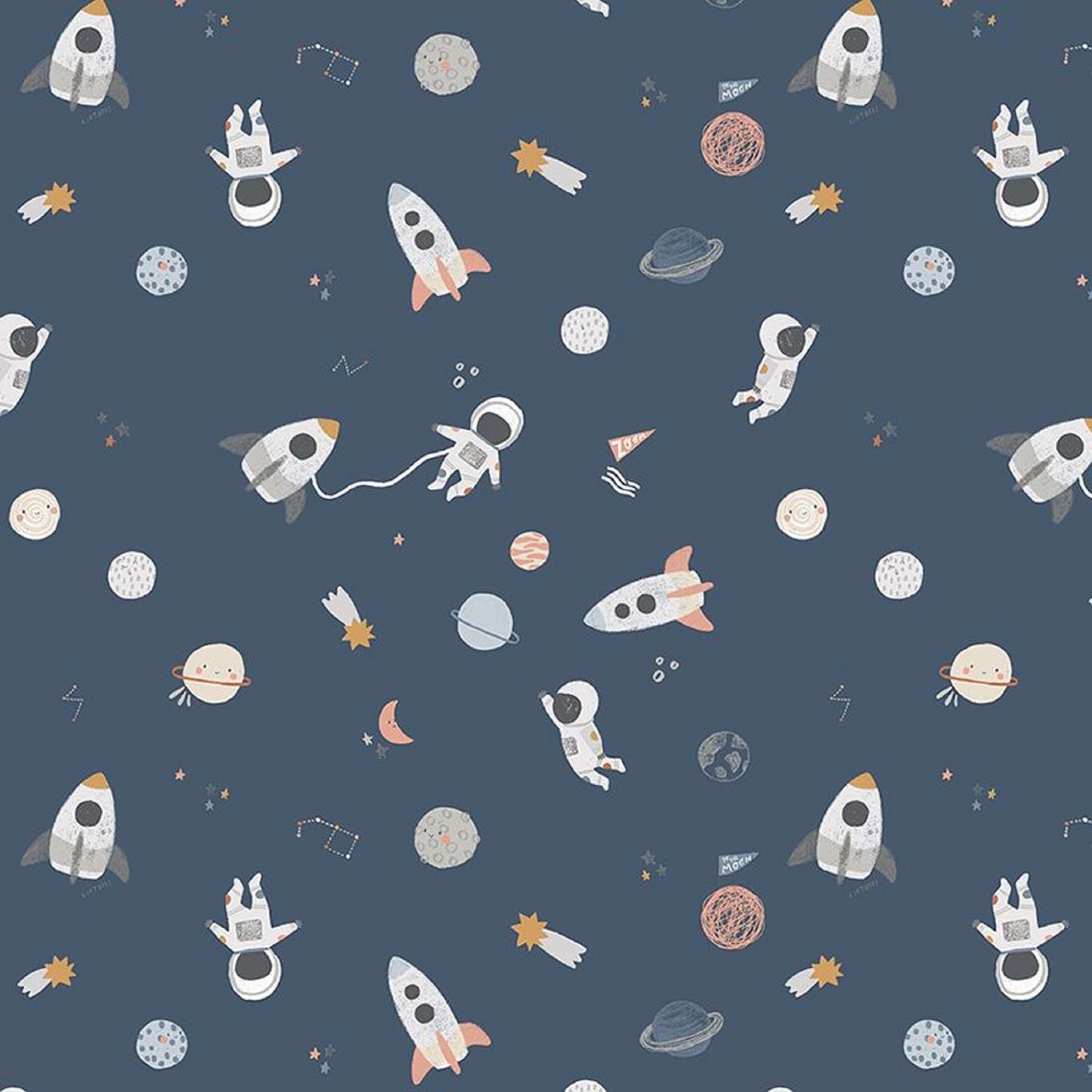To the Moon Orion To the Moon House Designer Dear Stella Fabric Quilters Cotton Fabric Fetish