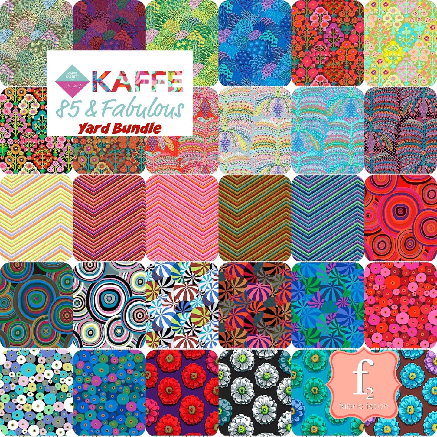 85 and Fabulous 30 Pcs YARD Bundle Kaffe Fassett Freespirit Fabrics Shipping Now Fabric Fetish