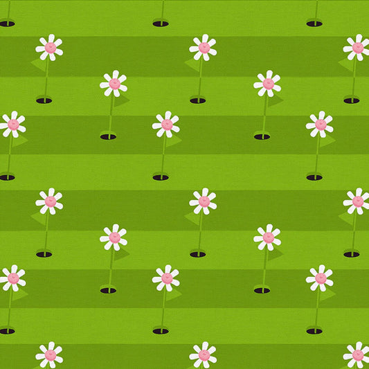 Hole in One Green Le Mini Golf Lysa Flower Paintbrush Studio Fabric 100% Quilters Cotton Fabric Fetish