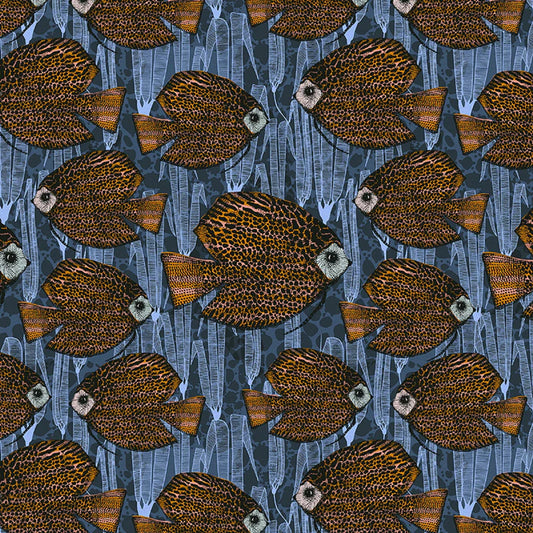School of Fish Blue Ocean Adventures Lisa Dolson Paintbrush Studio Fabric 100% Quilters Cotton Fabric Fetish