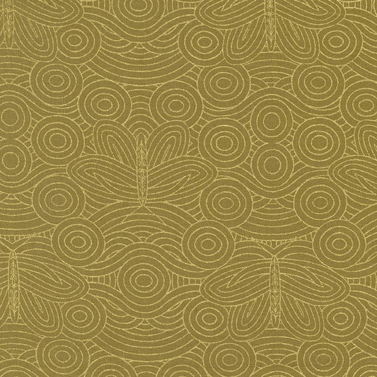 Butterfly in the Sky Ochre Gold METALLIC Meadowmere Gingiber Moda 100% Quilters Cotton Fabric Fetish