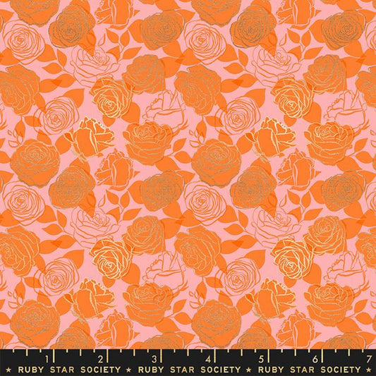 Roses Balmy METALLIC Gold Curio Melody Miller Ruby Star Society Moda Fabrics Quilters Cotton Fabric Fabric Fetish