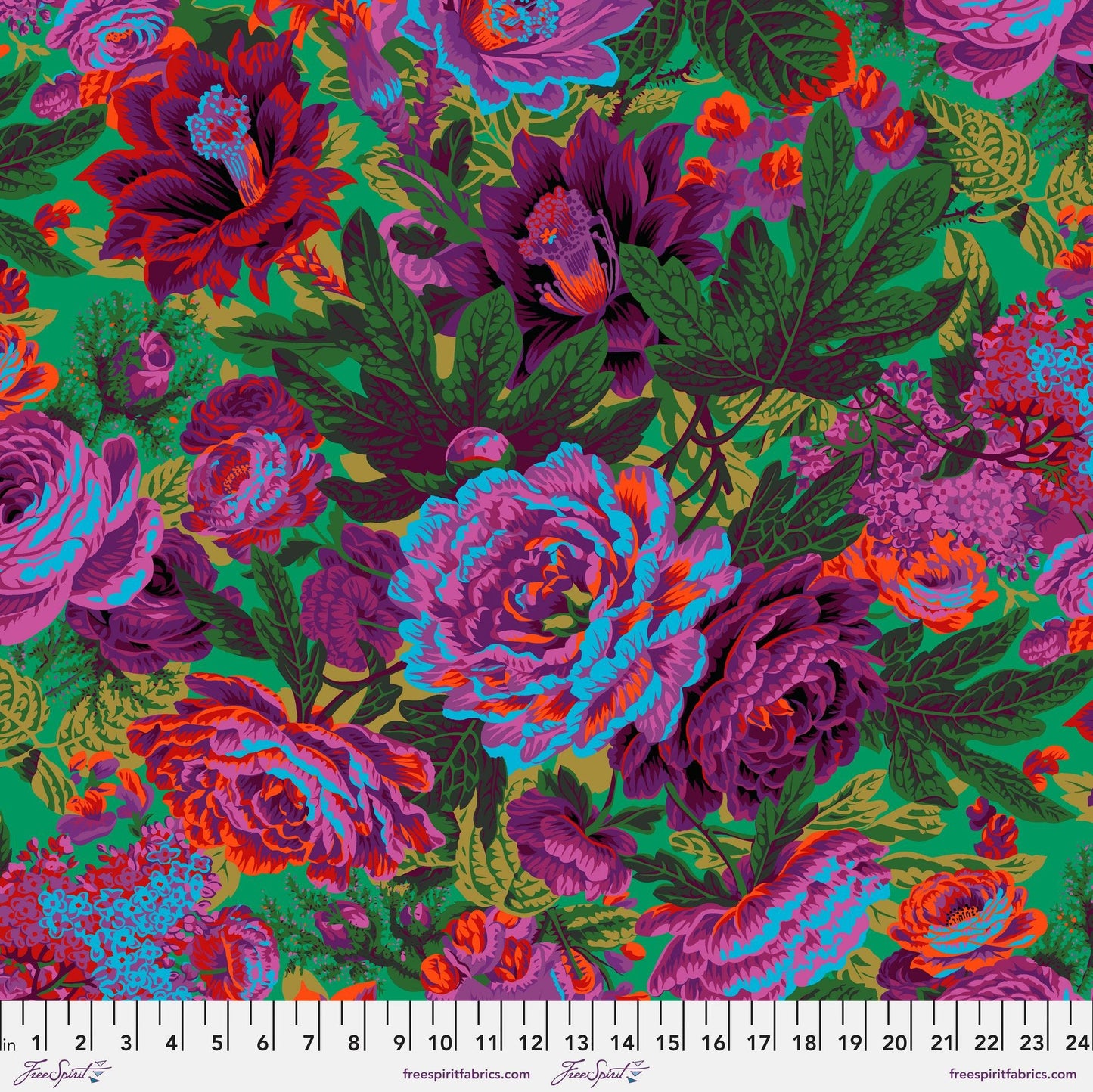 Floral Burst Green Phillip Jacobs Kaffe Fassett Collective February 2023 100% Quilters Cotton Fabric Fetish