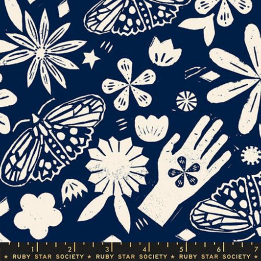 Moonrise Indigo Moonglow Alexia Abegg Ruby Star Society Fabric Moda 100% Quilters Cotton Fabric Fetish