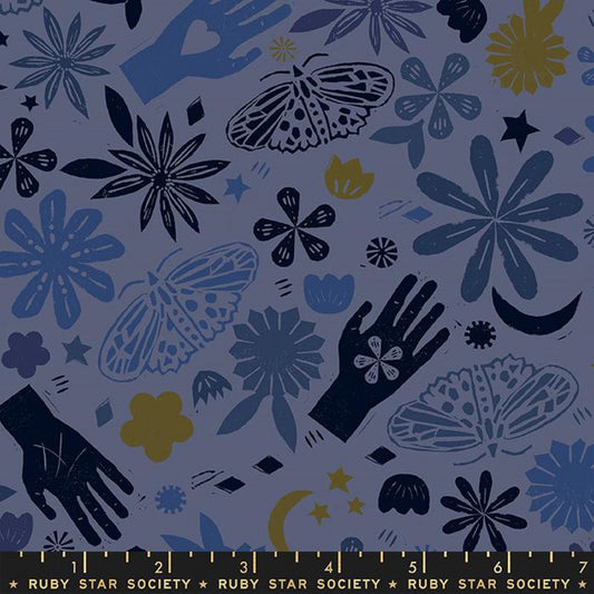 Love Hand Periwinkle Moonglow Alexia Abegg Ruby Star Society Fabric Moda 100% Quilters Cotton Fabric Fetish