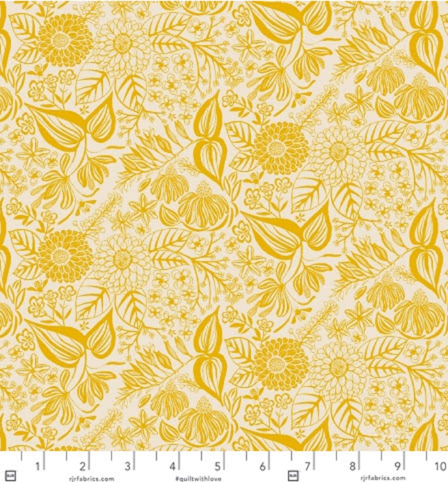 Bee Garden Sunshine Honeybee Garden Elizabeth Halpern RJR Fabrics Quilters Cotton Fabric Fetish