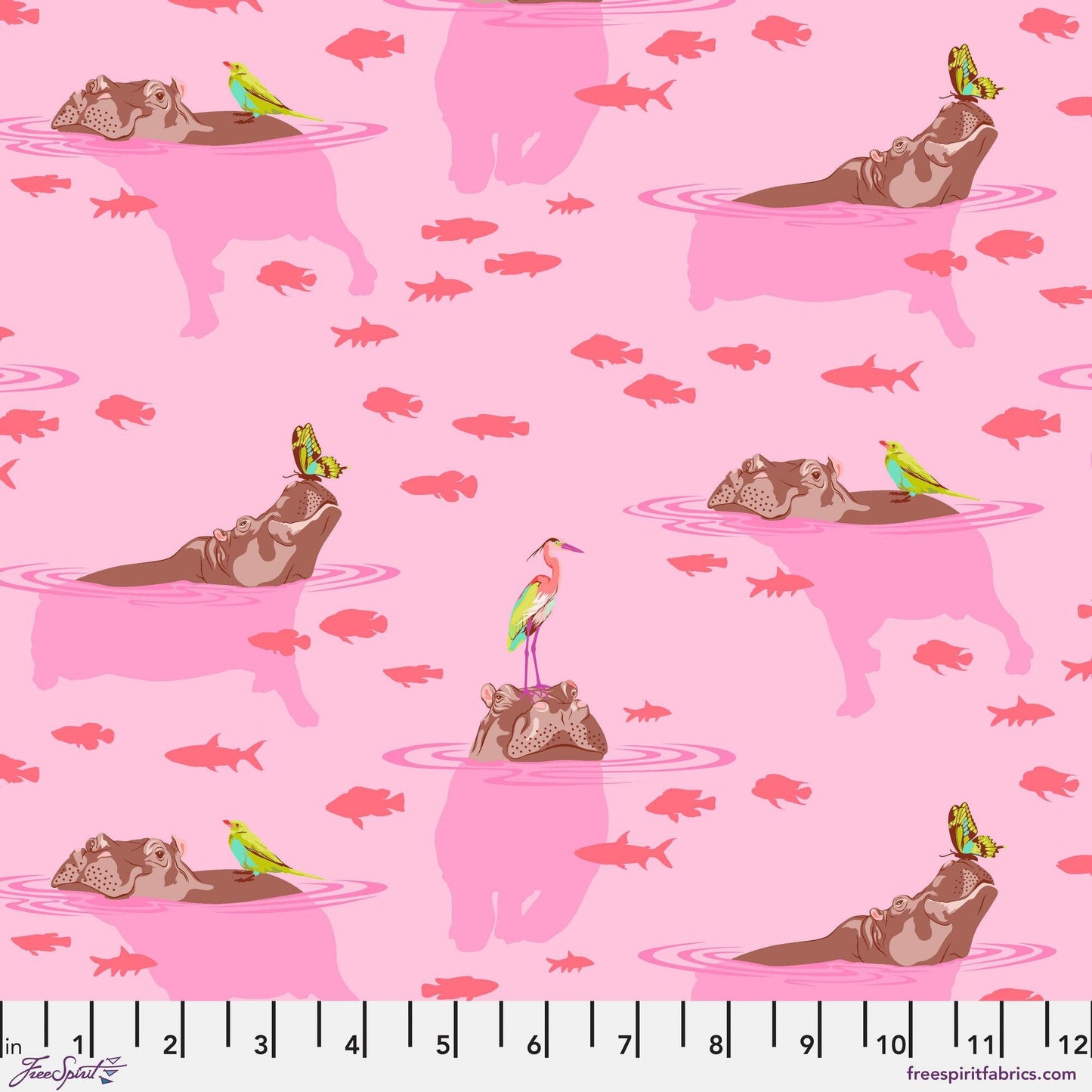 My Hippos Don't Lie Nova Everglow Tula Pink Freespirit Fabrics 100% Quilters Cotton SHIPPING NOW Fabric Fetish