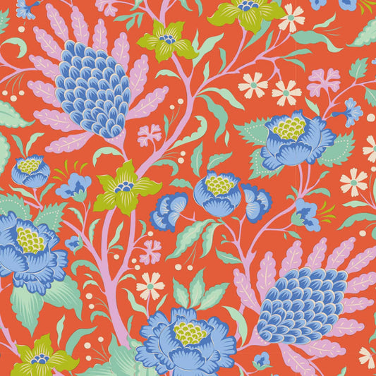 Flowertangle Persimmon Bloomsville Tilda Fabric Tone Finnanger 100% Quilters Cotton Fabric Fetish