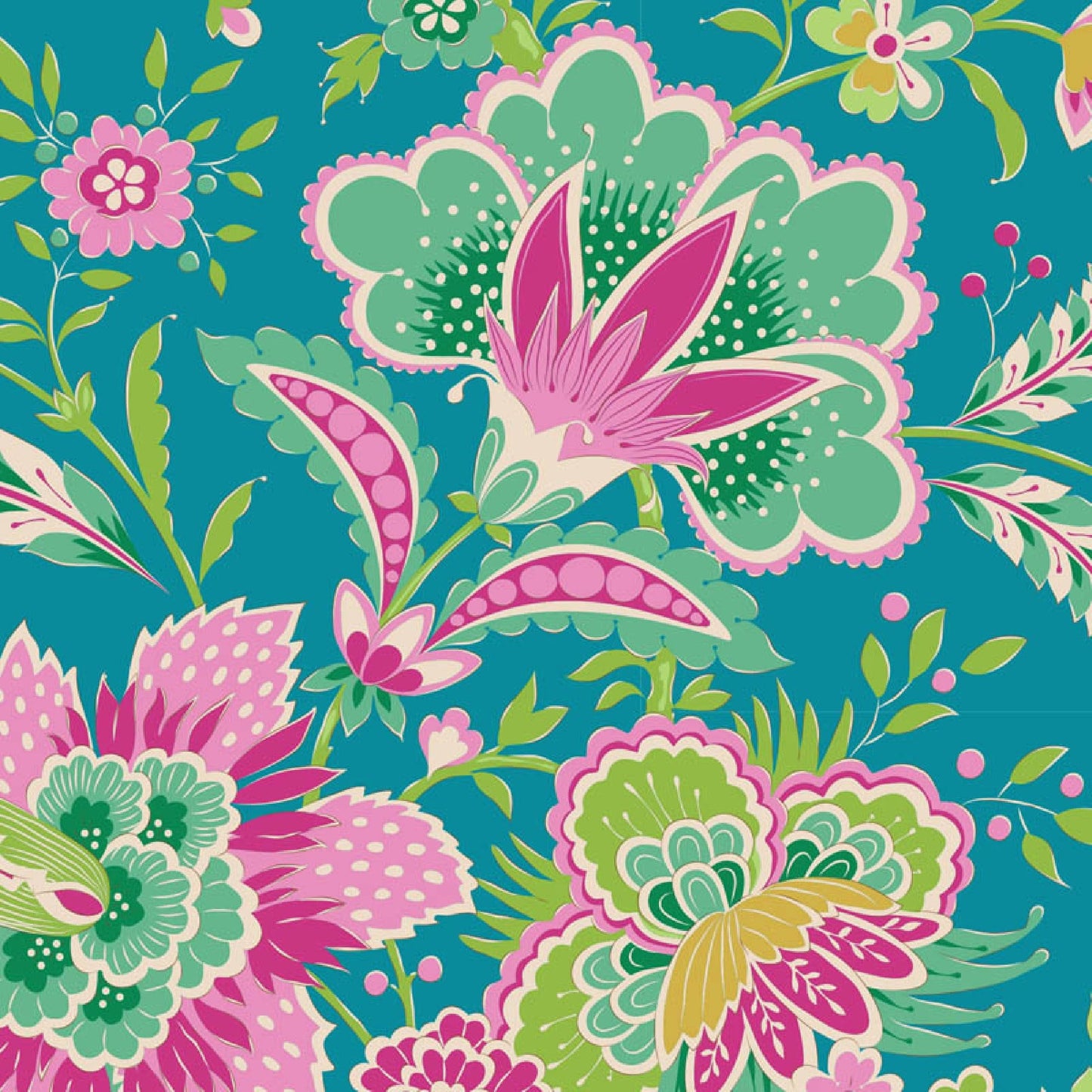 Late Bloomer Lagoon Bloomsville Tilda Fabric Tone Finnanger 100% Quilters Cotton Fabric Fetish