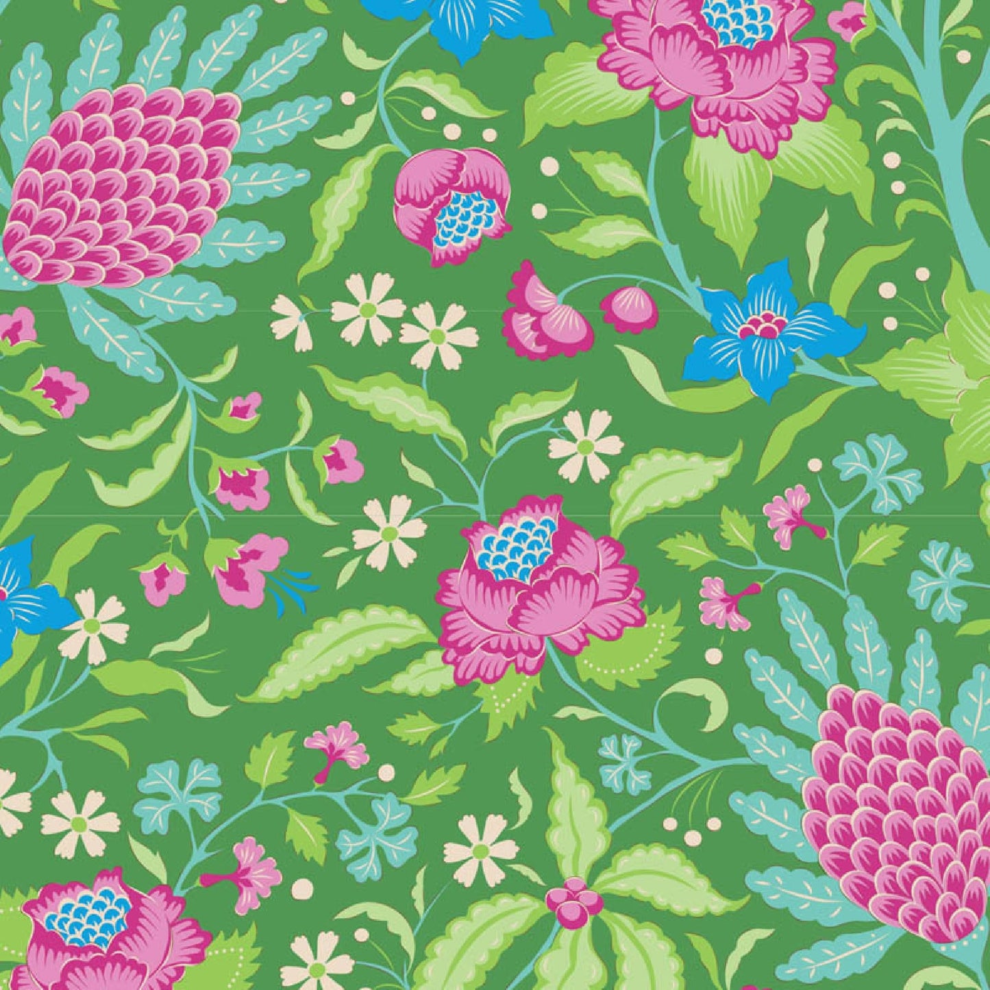 Flowertangle Green Bloomsville Tilda Fabric Tone Finnanger 100% Quilters Cotton Fabric Fetish