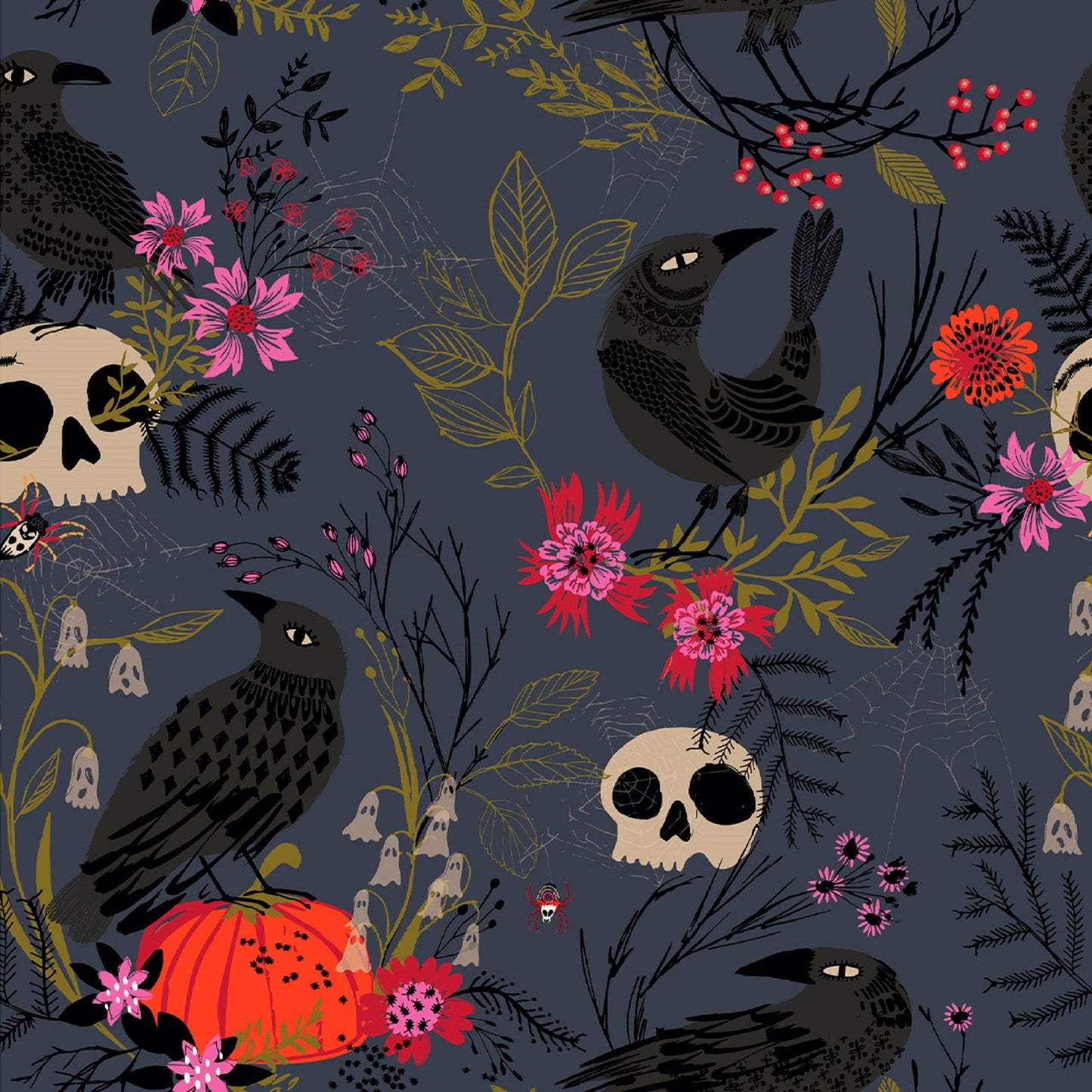 Crows Black Forest Whispers Helen Black Dashwood Studio Quilters Cotton FORW2271 Fabric Fetish