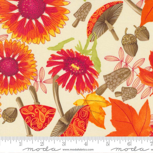 Indian Blanket Flowers Cream Forest Frolic Robin Pickens Moda Quilters Cotton Fabric Fetish
