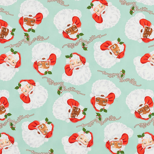Santa Around the World Mint Alexander Henry Fabrics 100% Quilters Cotton Fabric Fetish