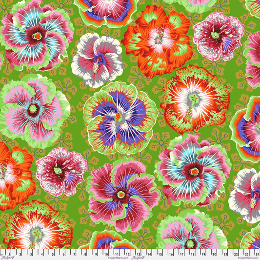 Floating Hibiscus Green August 2023 Philip Jacobs Kaffe Fassett Collective 100% Quilters Cotton Fabric Fetish