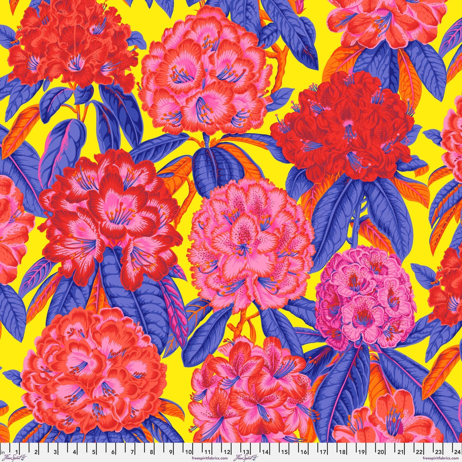 Rhododendrons Hot August 2023 Philip Jacobs Kaffe Fassett Collective 100% Quilters Cotton Fabric Fetish