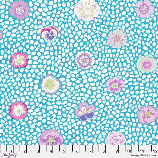 Guinea Flower Turquoise Kaffe Fassett Classics 100% Quilters Cotton Available in Fat Quarter, Half Yard, Yard GP59 TURQU Fabric Fetish