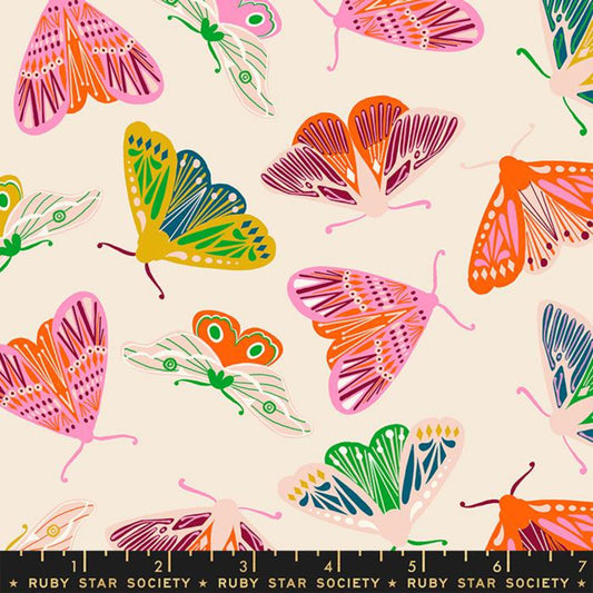 Fluttering Moths Natural Flowerland by Melody Miller for Ruby Star Society and Moda Fabrics 100% Quilters Cotton RS0068 11 Fabric Fetish