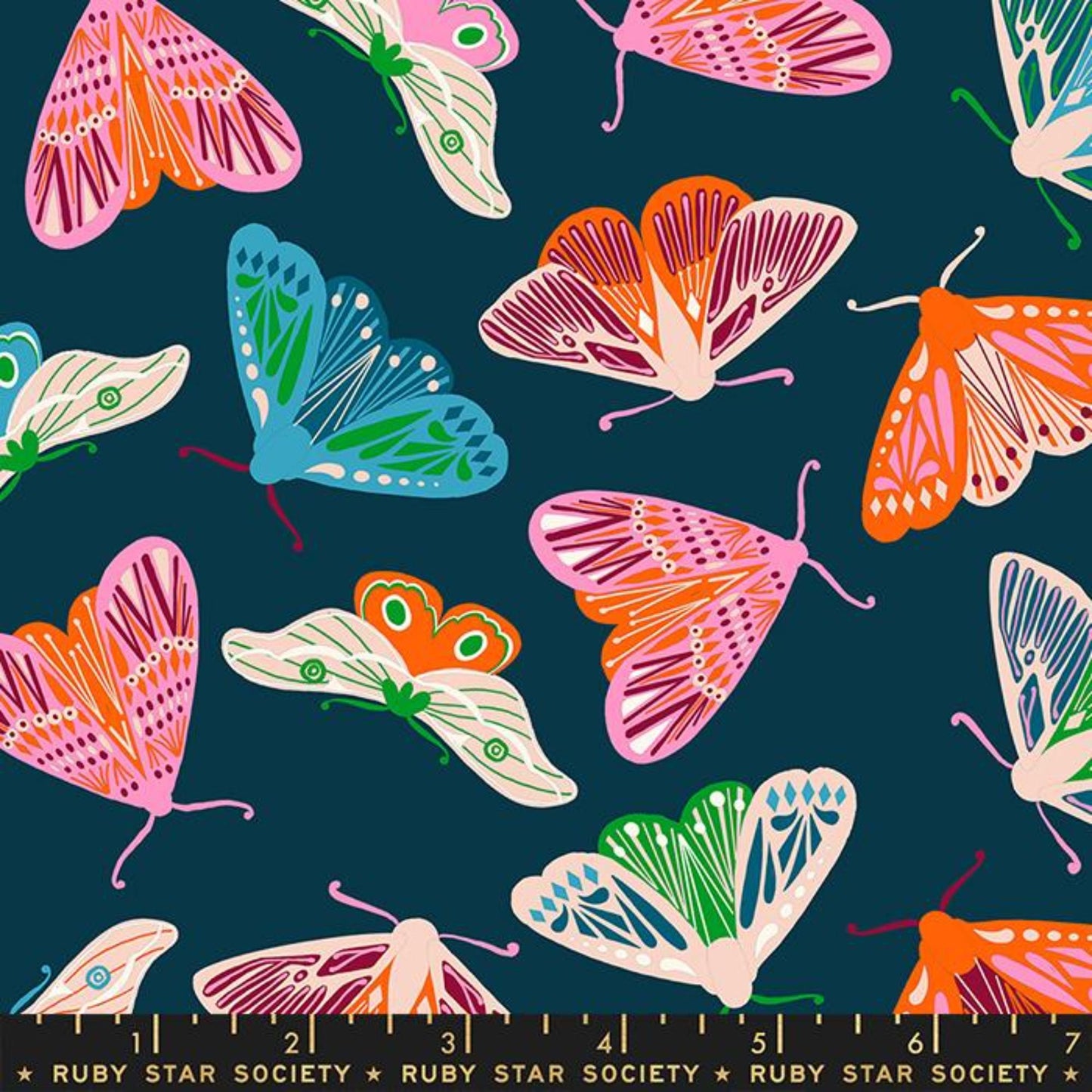 Fluttering Moths Peacock Flowerland by Melody Miller for Ruby Star Society and Moda Fabrics 100% Quilters Cotton RS0068 14 Fabric Fetish