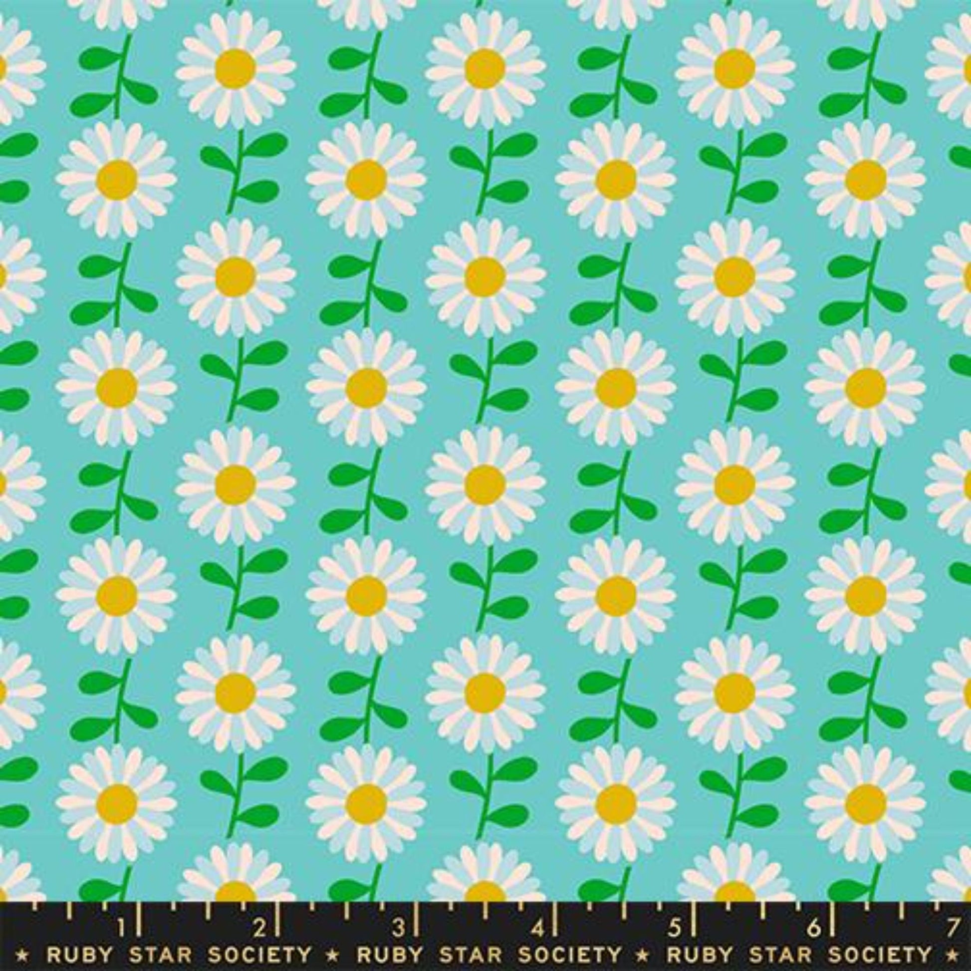 Retro Daisy Turquoise Flowerland by Melody Miller for Ruby Star Society and Moda Fabrics 100% Quilters Cotton RS0074 14 Fabric Fetish