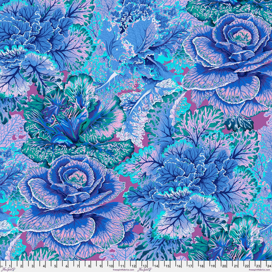 Curly Kale Blue Philip Jacobs Kaffe Fassett Collective PWPJ120 BLUE 100% Quilters Cotton Fabric Fetish