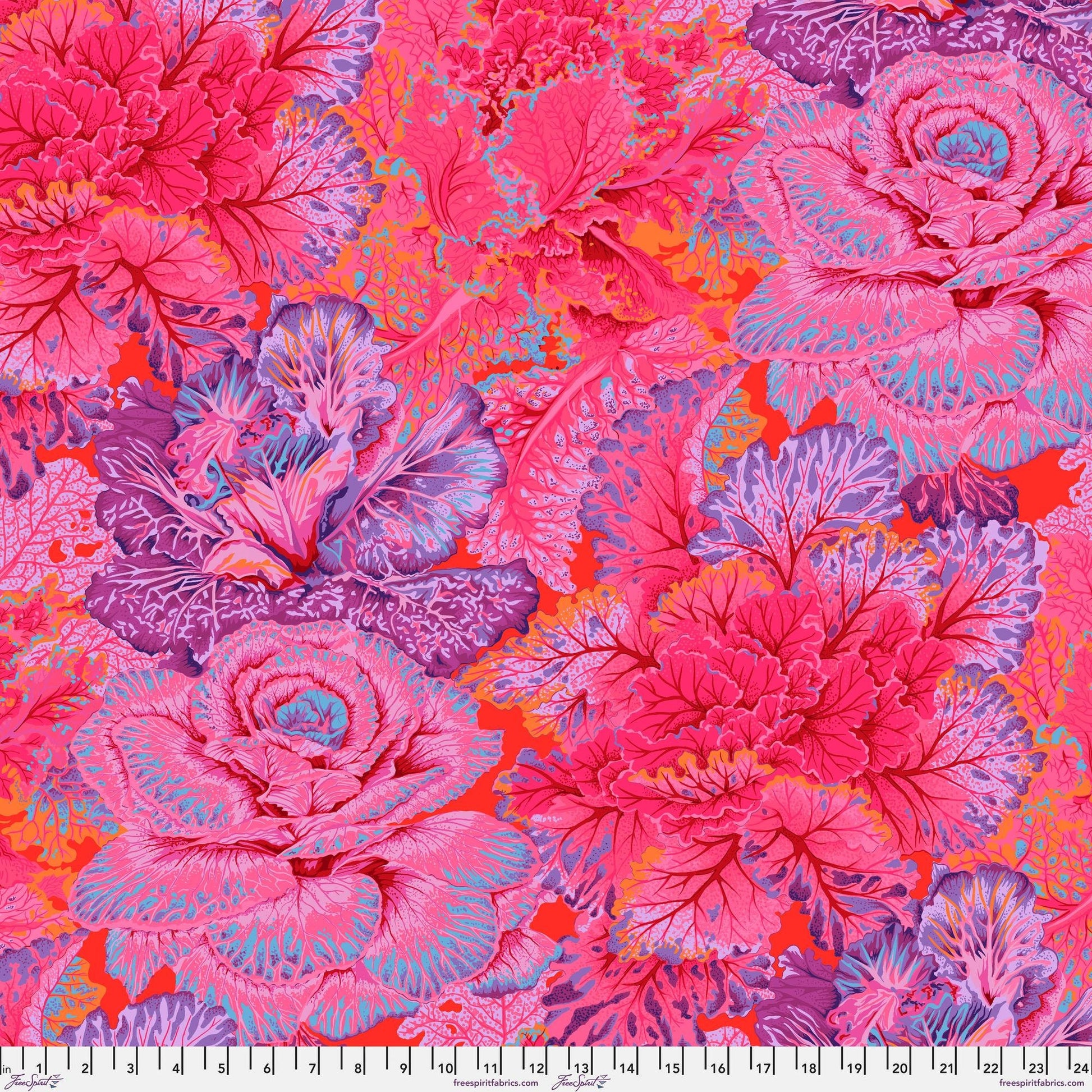 Curly Kale Red Philip Jacobs Kaffe Fassett Collective PWPJ120 RED 100% Quilters Cotton Fabric Fetish