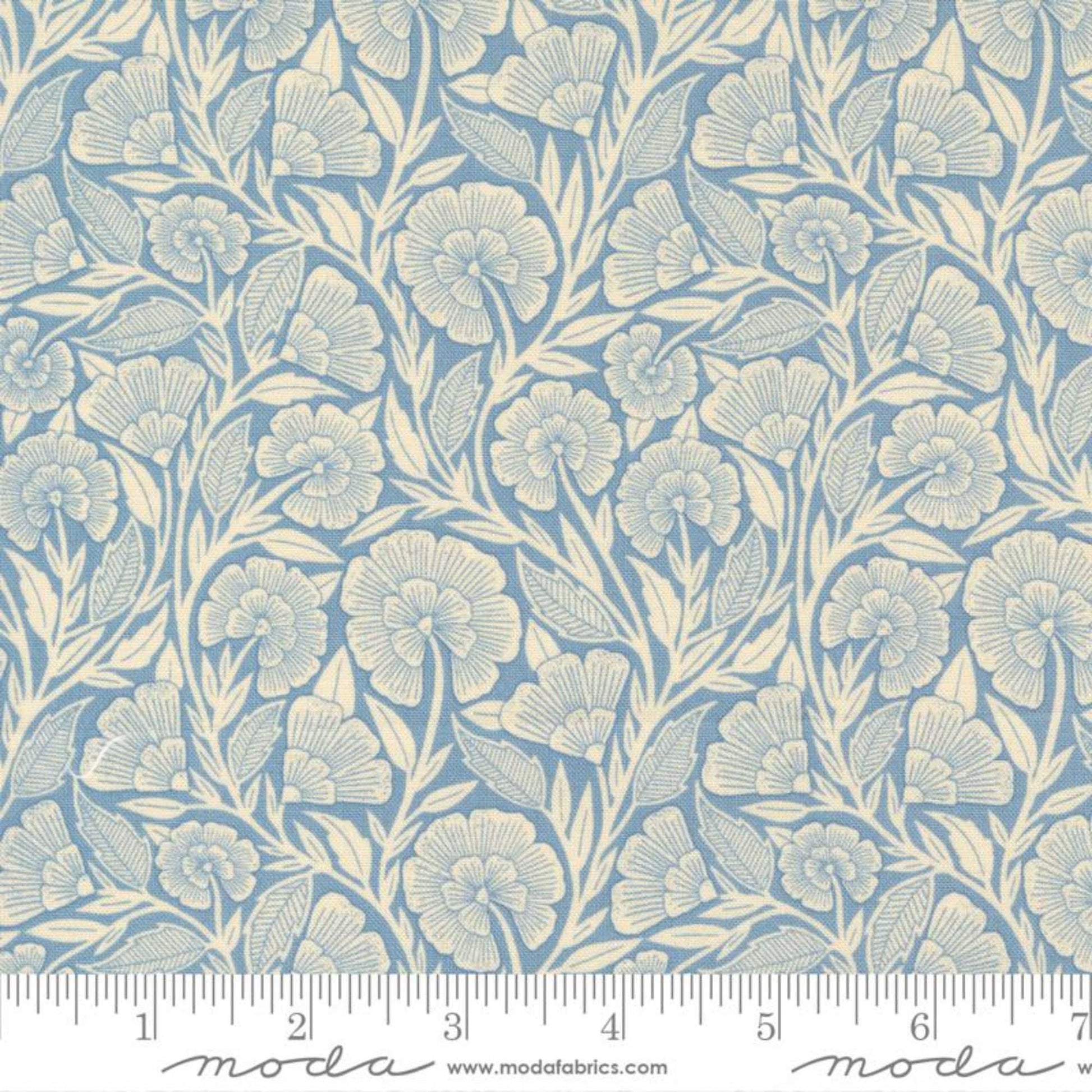 Curved Floral Sky Flower Press Katharine Watson Moda Quilters Cotton 3302 14 Fabric Fetish