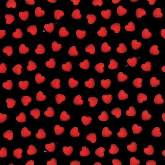 Tossed Hearts Black All My Heart J. Wecker Frisch Riley Blake Designs C14133R BLACK Fabric Fetish