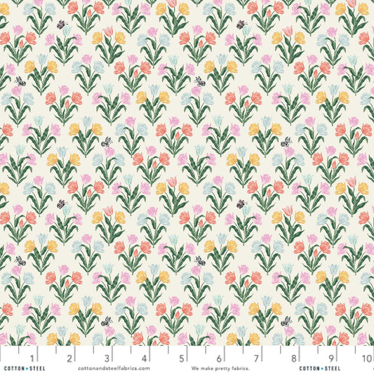 Tulips White Curio Anna Bond Rifle Paper Co Cotton + Steel 100% Quilters Cotton RP1107 WH3 Fabric Fetish