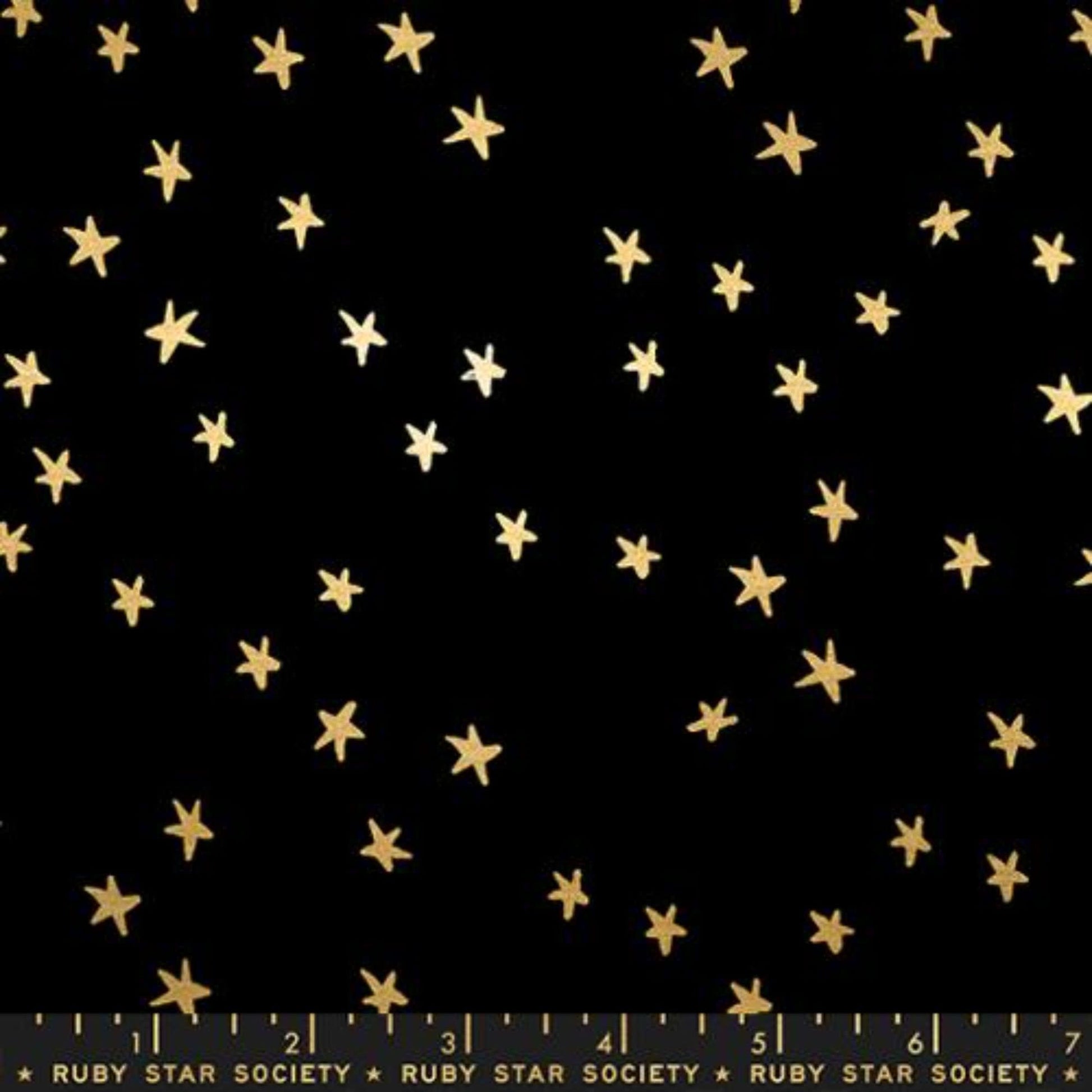Starry Black Gold METALLIC Starry Alexia Abegg Ruby Star Society Fabric Moda 100% Quilters Cotton RS4109 50M Fabric Fetish