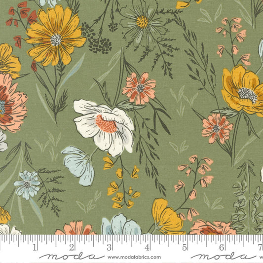 Wildflower Wonder Stones Moss Woodland and Wildflowers Fancy That Design House Moda Quilters Cotton Fabric Fetish