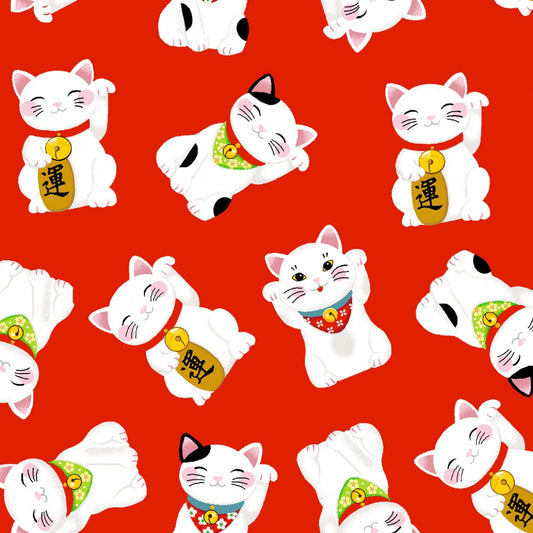 Lucky Cat Red Lollie Snacks Freckle & Lollie Fabric Fetish