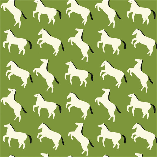 Wild Horses Olive Through the Window Di Ujdi Cloud 9 ORGANIC Quilters Cotton 227382 X Fabric Fetish