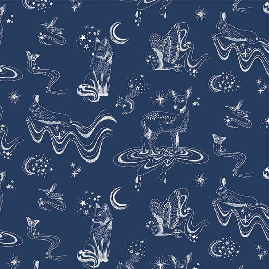 Celestial Animals Navy Magic Garden Figo Fabrics 100% Quilters Cotton Fabric Fetish