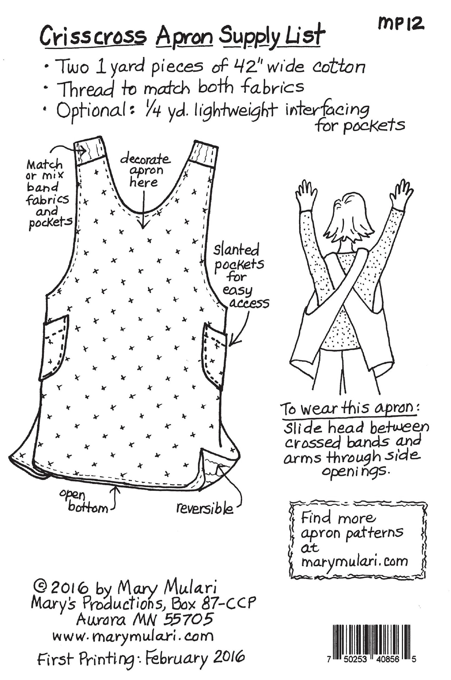 Crisscross Apron Pattern Mary Mulari Designs Reversible Fabric Fetish