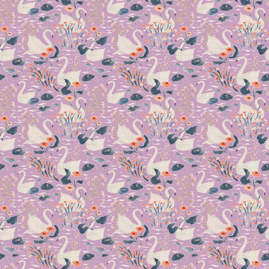 Swans Lilac Alpine Bliiss Jill Labieniec Figo Fabrics 100% Quilters Cotton Fabric Fetish