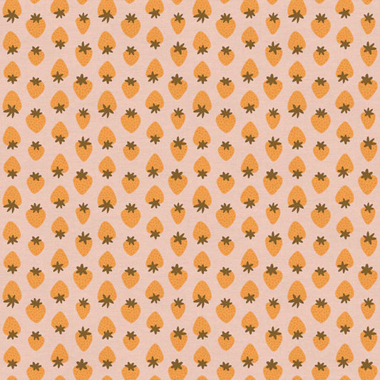 Strawberries Peach Orange Fruity Maja Faber Paintbrush Studio Fabric 100% Quilters Cotton 120 19893 Fabric Fetish