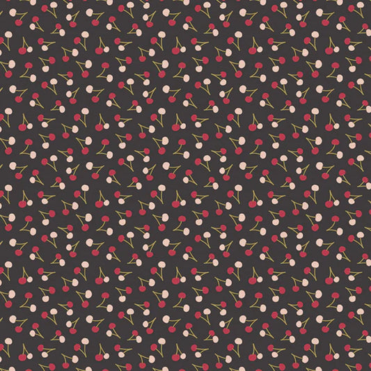 Cherries Black Fruity Maja Faber Paintbrush Studio Fabric 100% Quilters Cotton 120 19902 Fabric Fetish