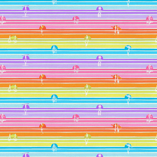 Sunset Stripe Rainbow Goin' Surfin' Lysa Flower Paintbrush Studio Fabric 100% Quilters Cotton 120 24824 Fabric Fetish